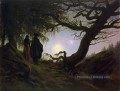 Homme et femme contemplant la lune CDF romantique Caspar David Friedrich